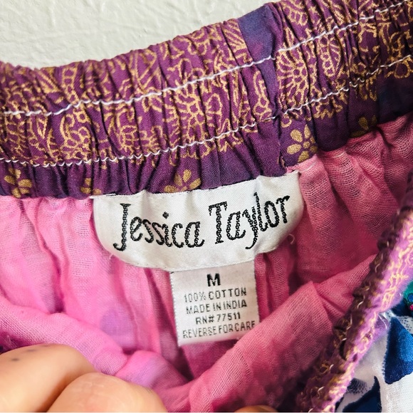 Vintage 90s Hippie Patchwork Long Maxi Cotton Skirt by Jessica Taylor > M - Picture 8 of 9